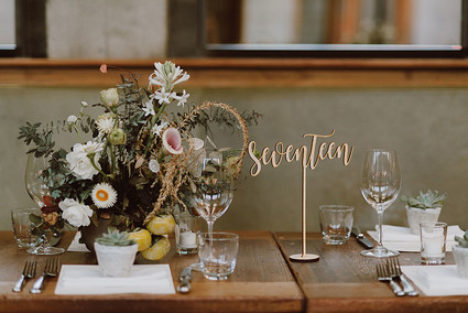 Rustic modern fall wedding florals