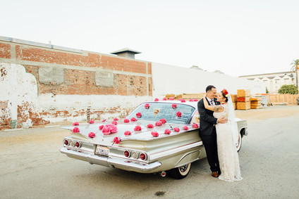 Vintage car wedding portraits