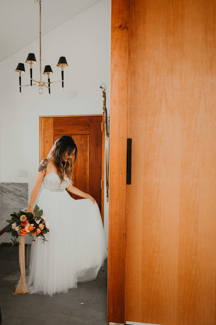 Sunset desert wedding at The Ruin Venue in Joshua Tree
