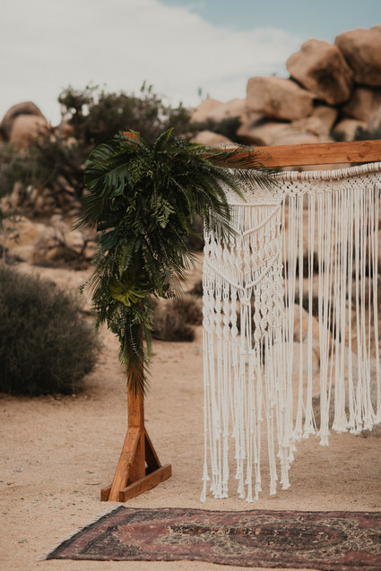 Macrame ceremony backdrop in Joshua Tree