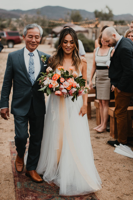 Sunset desert wedding at The Ruin Venue in Joshua Tree