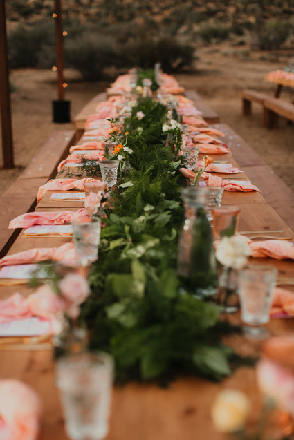 Sunset desert wedding at The Ruin Venue in Joshua Tree