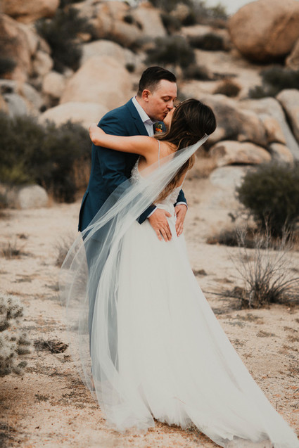 Sunset desert wedding at The Ruin Venue in Joshua Tree