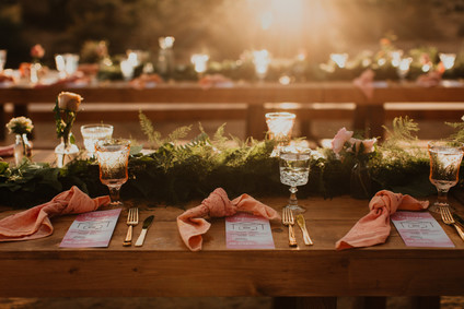 Sunset desert wedding at The Ruin Venue in Joshua Tree