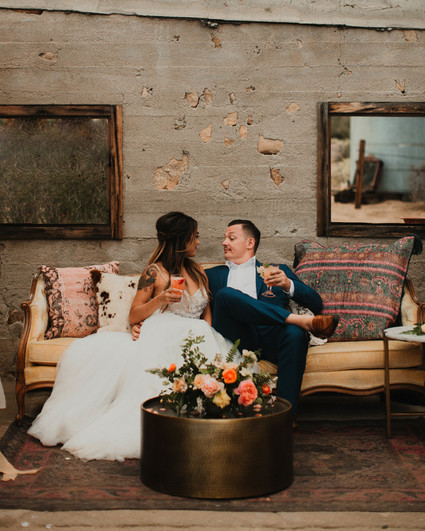 Sunset desert wedding at The Ruin Venue in Joshua Tree