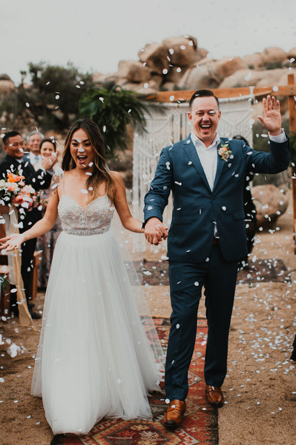 Sunset desert wedding at The Ruin Venue in Joshua Tree