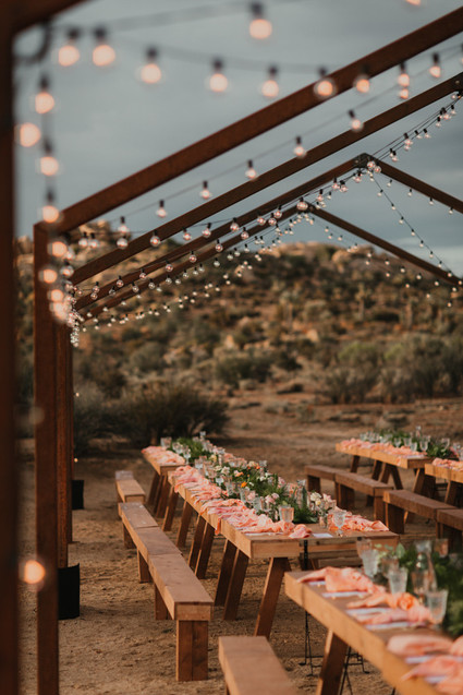 Sunset desert wedding at The Ruin Venue in Joshua Tree
