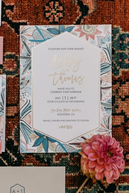 Modern tropical wedding at the San Diego Botanic Garden