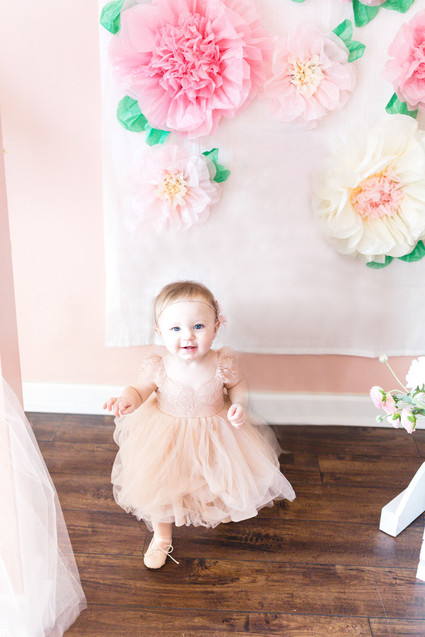 Pink floral first birthday party ideas on 100 Layer Cakelet