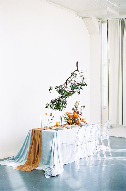 Modern minimal fall wedding inspiration in a loft