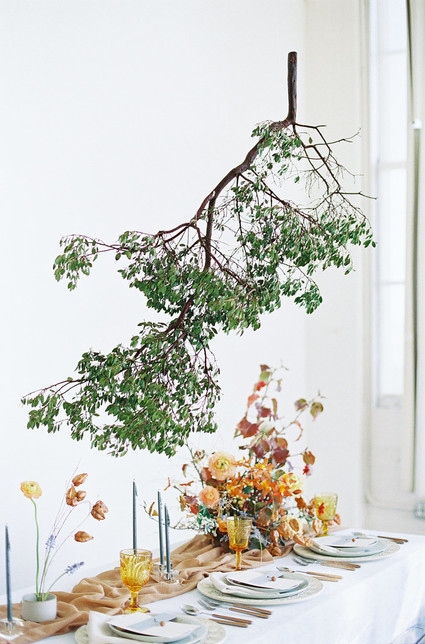 Modern minimal fall wedding inspiration in a loft