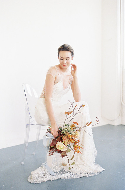 Modern minimal fall wedding inspiration in a loft