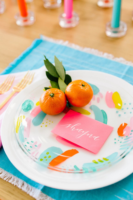 Bright whimsical wedding invites