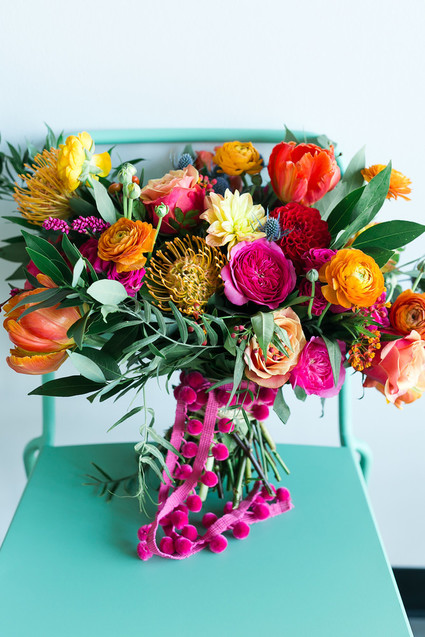 Bright whimsical wedding invites