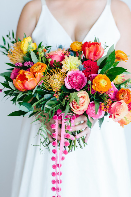 Bright whimsical wedding invites