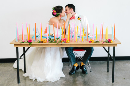 Bright whimsical wedding invites