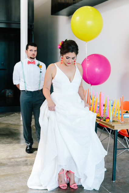 Bright whimsical wedding invites