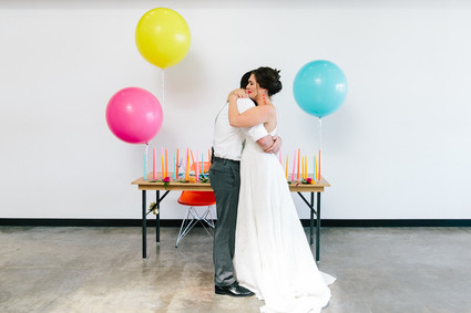 Bright whimsical wedding invites