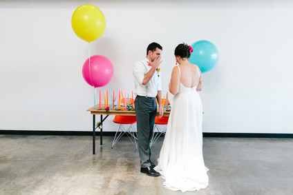 Bright whimsical wedding invites