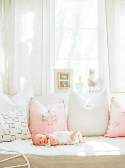 Dreamy white girl's nursery and newborn photos in Los Angeles