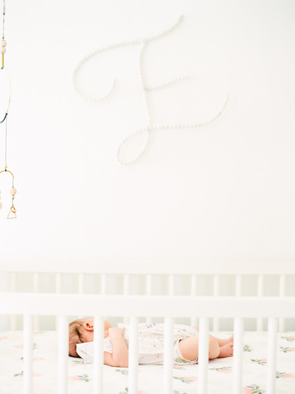 Dreamy white girl's nursery and newborn photos in Los Angeles