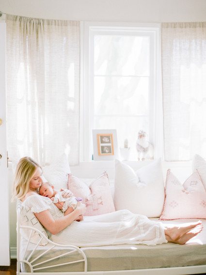 Dreamy white girl's nursery and newborn photos in Los Angeles Inspiration