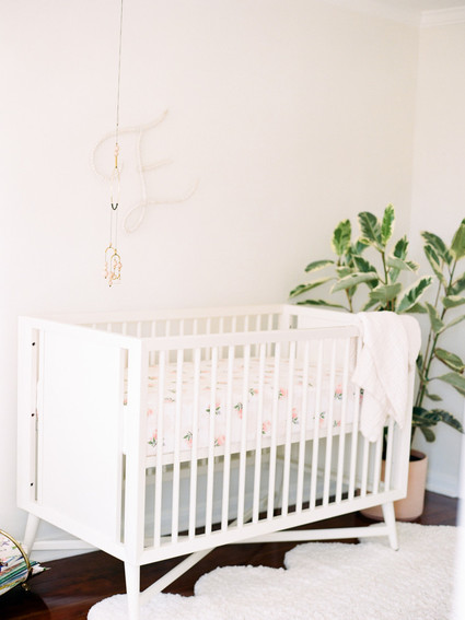 Dreamy white girl's nursery and newborn photos in Los Angeles Inspiration