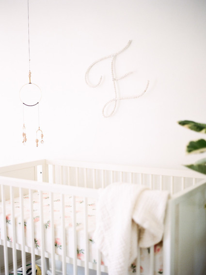 Dreamy white girl's nursery and newborn photos in Los Angeles