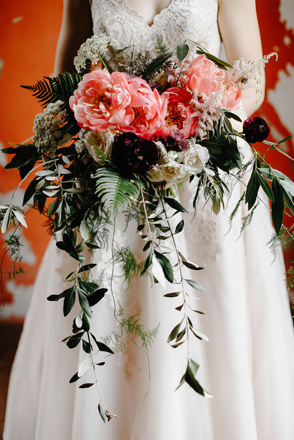 Romantic, industrial, floral wedding at Basilica Hudson in the Hudson Valley
