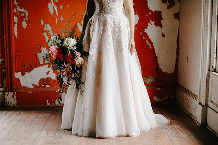 Romantic, industrial, floral wedding at Basilica Hudson in the Hudson Valley