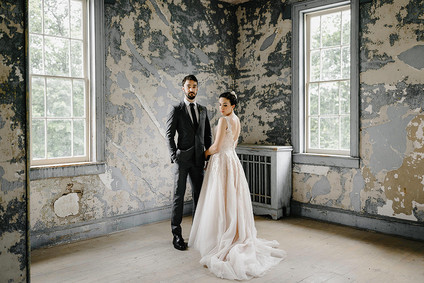 Romantic, industrial, floral wedding at Basilica Hudson in the Hudson Valley