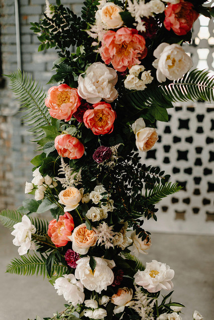 Romantic, industrial, floral wedding at Basilica Hudson in the Hudson Valley
