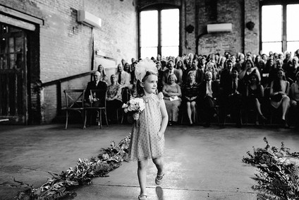 Romantic, industrial, floral wedding at Basilica Hudson in the Hudson Valley