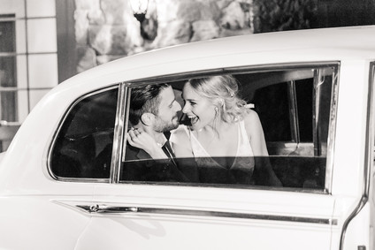 vintage wedding getaway car