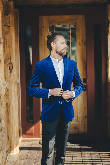 Blue indie groom's suit