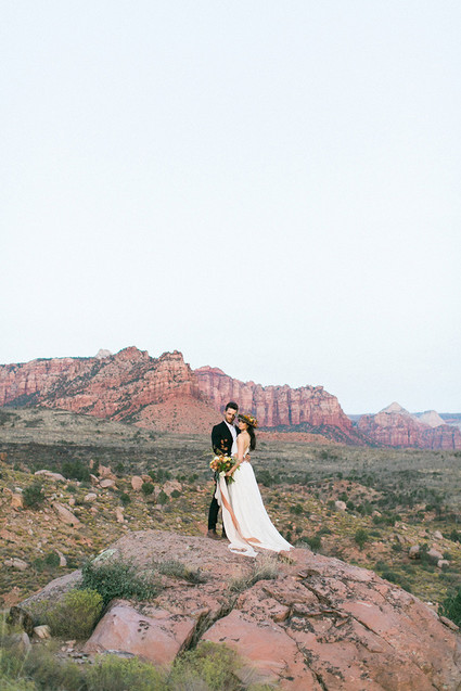 Sunset elopement at Under The Canvas in Zion National Park