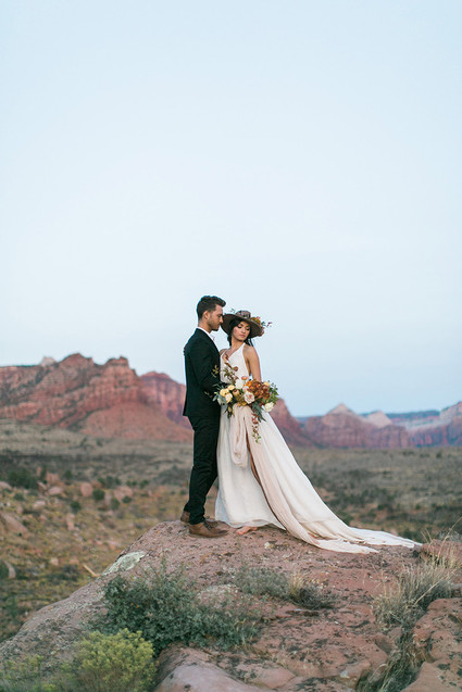 Sunset elopement at Under The Canvas in Zion National Park