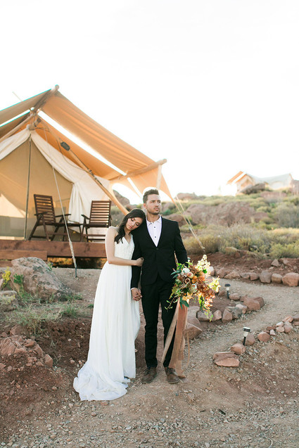 Sunset elopement at Under The Canvas in Zion National Park