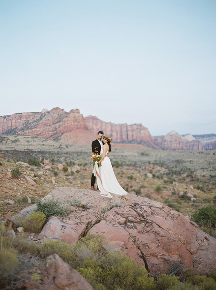 Sunset elopement at Under The Canvas in Zion National Park