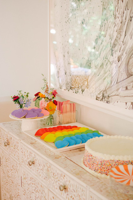 Rainbow baby shower theme in LA for Cammy of Show Me Your Mumu Inspiration