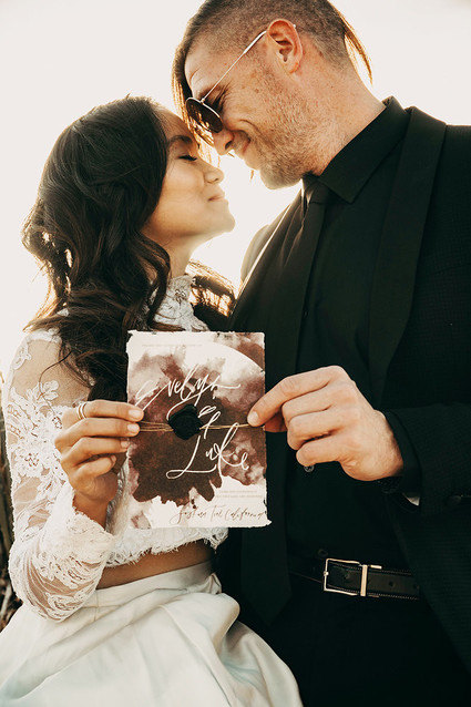 Boho desert elopement with geometric details