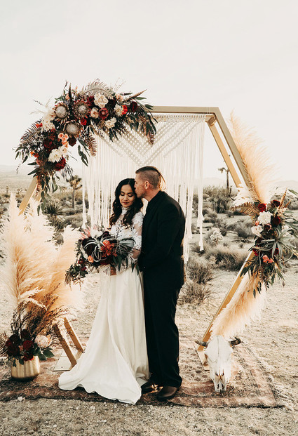 Boho desert elopement with geometric details