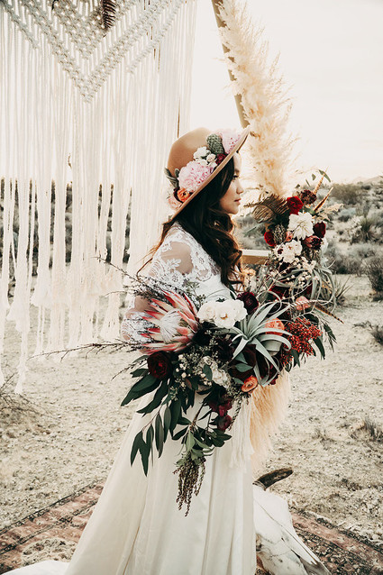 Boho desert elopement with geometric details