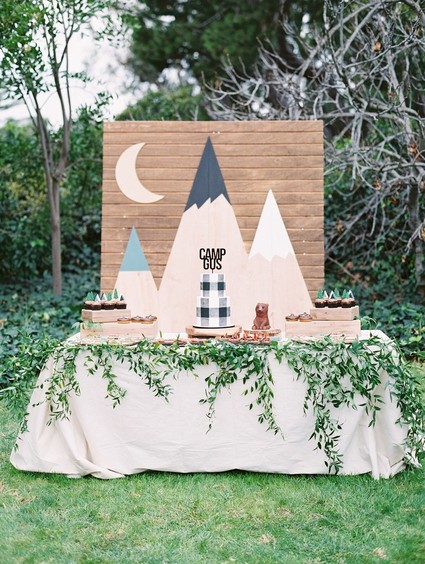 Modern camp themed 1st birthday party