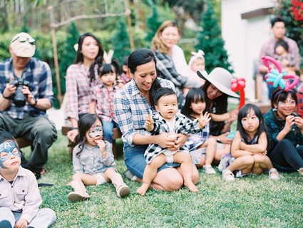 Modern camp themed 1st birthday party