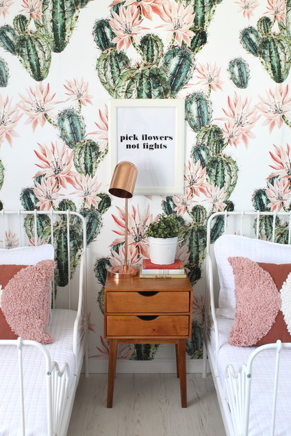 Cactus inspired shared room for sisters