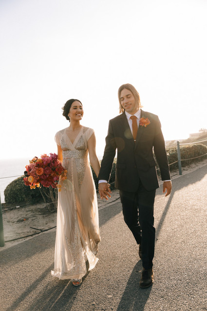Bougainvillea inspired wedding at 5 Crowns restaurant in Corona Del Mar