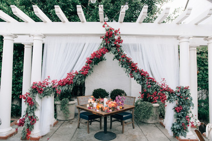 Bougainvillea inspired wedding at 5 Crowns restaurant in Corona Del Mar