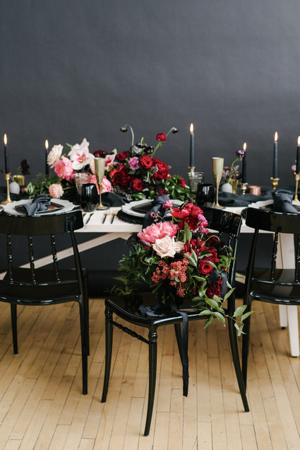 Romantic, moody red and black bridal inspiration