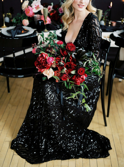 Romantic, moody red and black bridal inspiration